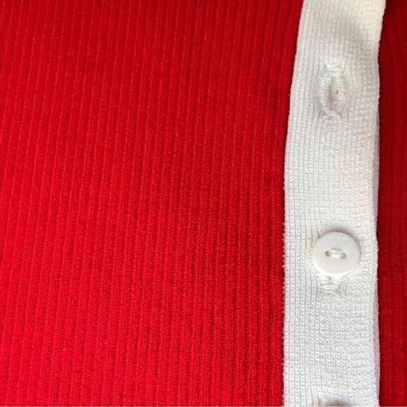 ELIE TAHARI womens S Navy/Red Tipped Polo Ribbed Pullover Top - Picture 4 of 6